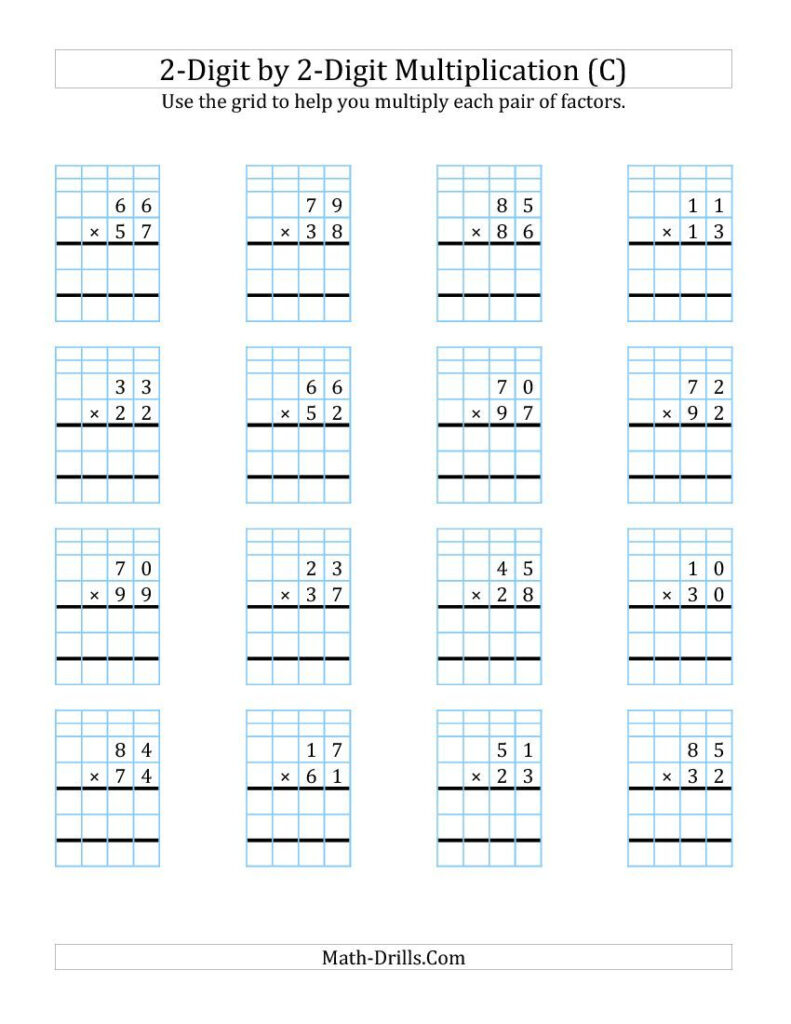 2 Digit2 Digit Multiplication With Grid Support (C) Math