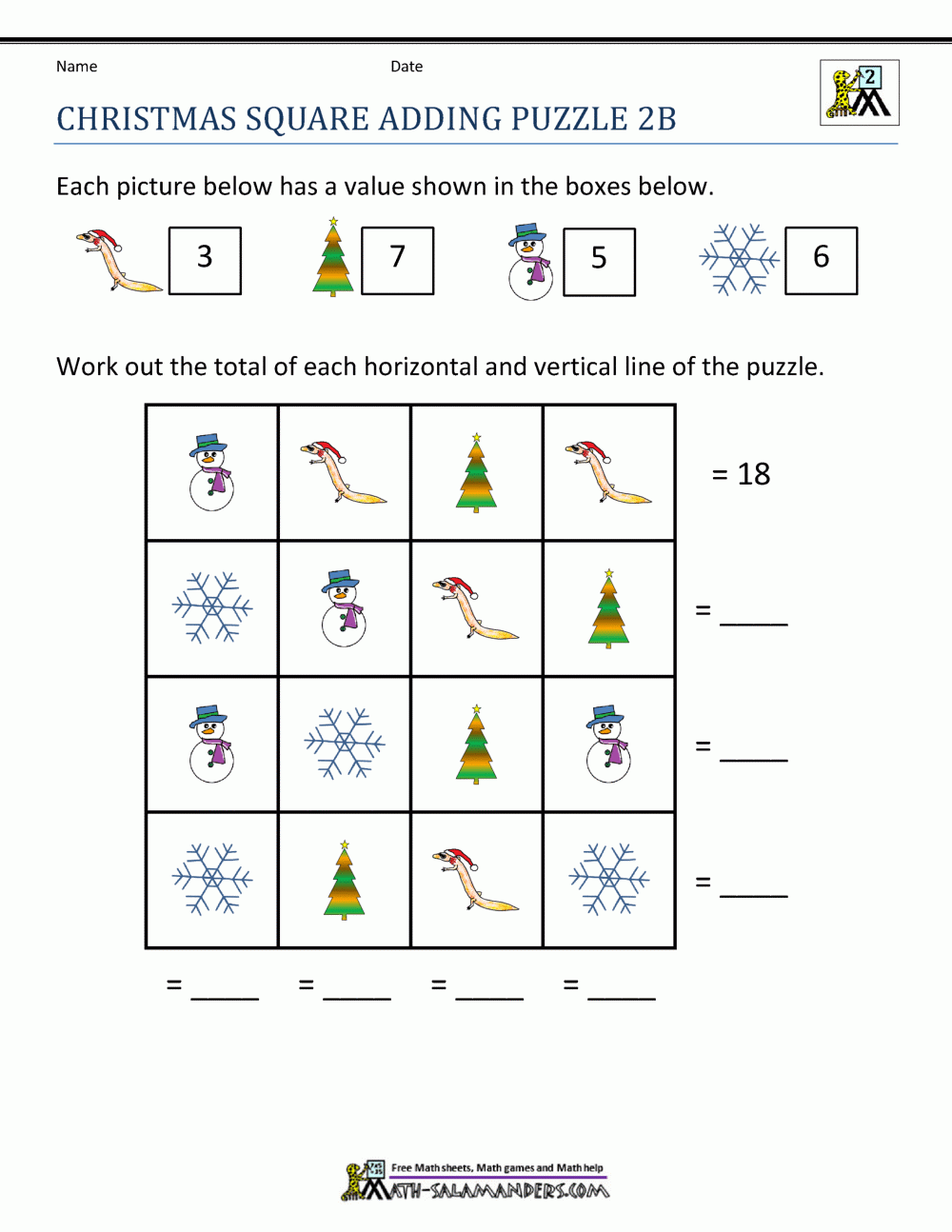 2Nd Grade Christmas Math Worksheets