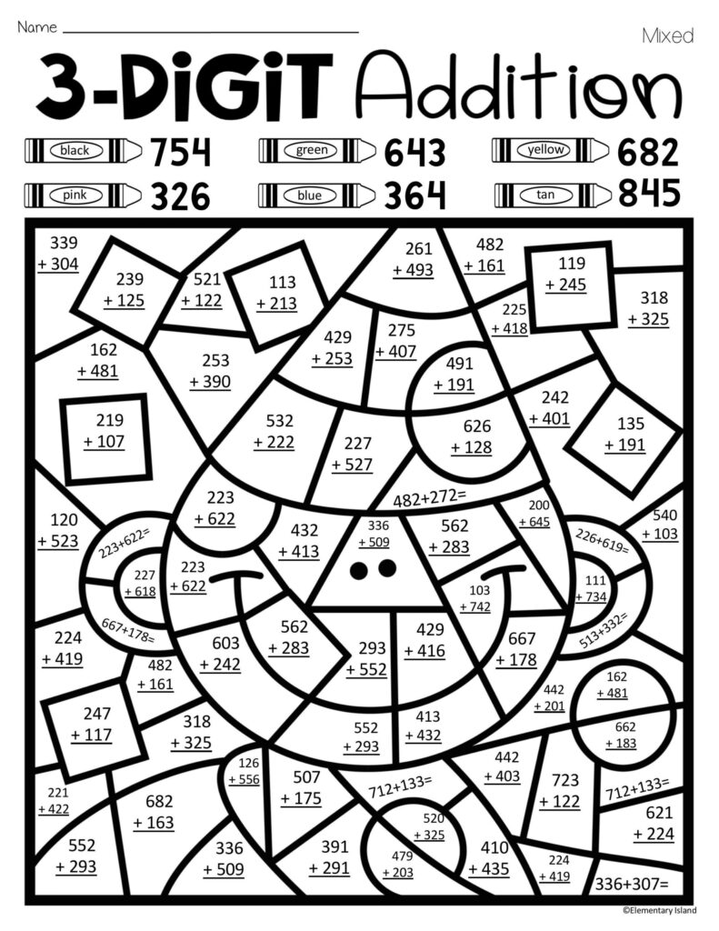 2Nd Grade Coloring Math Worksheets Free Reading