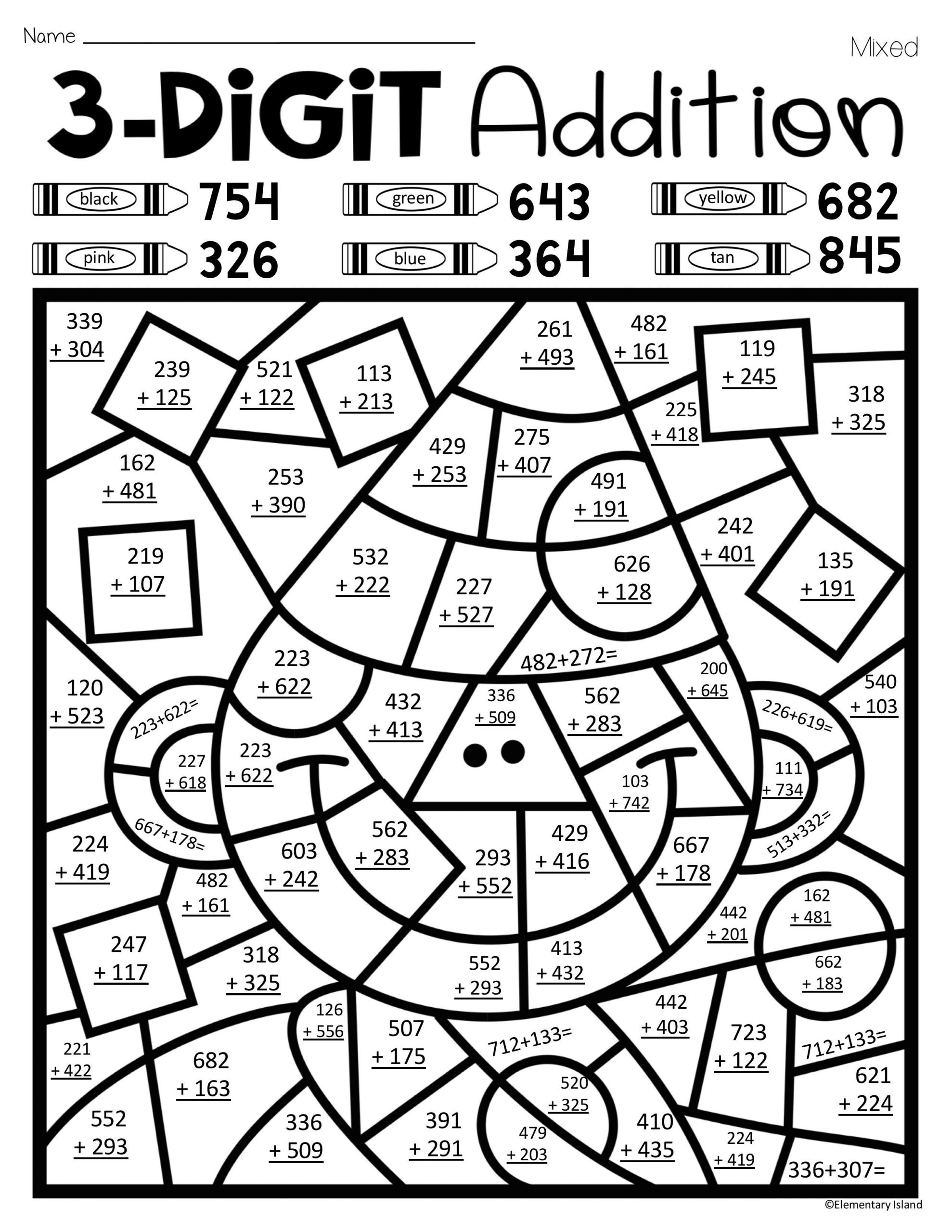 2Nd Grade Coloring Math Worksheets Free Reading