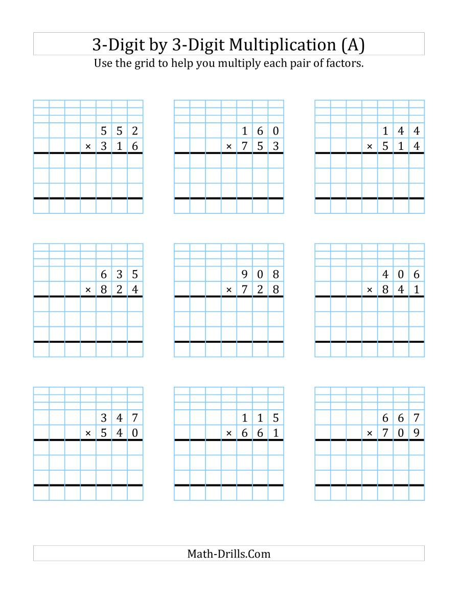 3-Digit3-Digit Multiplication With Grid Support (A)