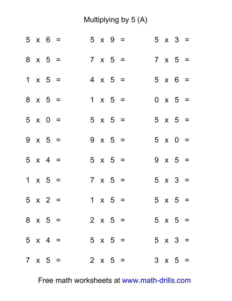 36 Horizontal Multiplication Facts Questions    50 9 (A)