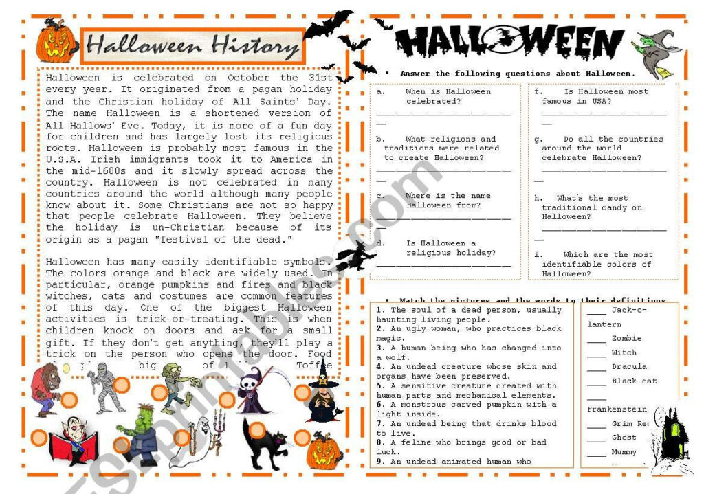 49+ The History Of Halloween Worksheet Answers Gif