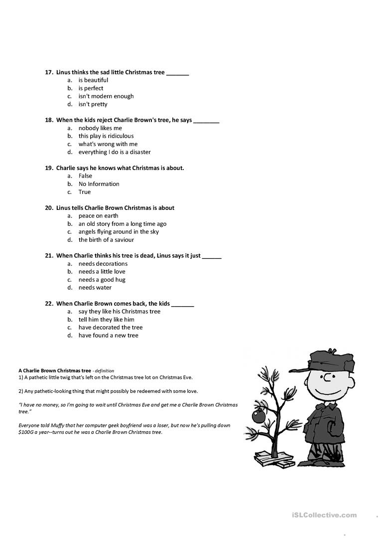 A Charlie Brown Christmas - English Esl Worksheets For
