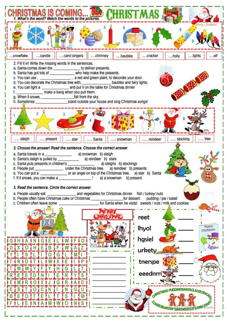 A Xmas Cloze   English Esl Worksheets For Distance Learning