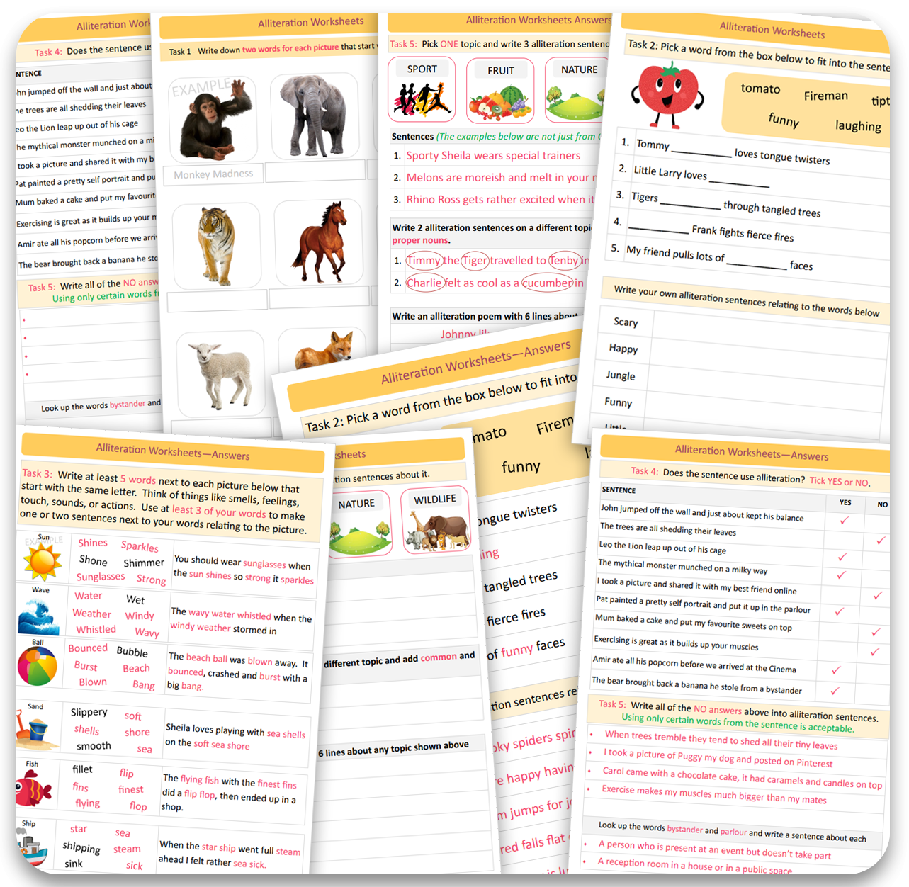 Alliteration Literacy Worksheets