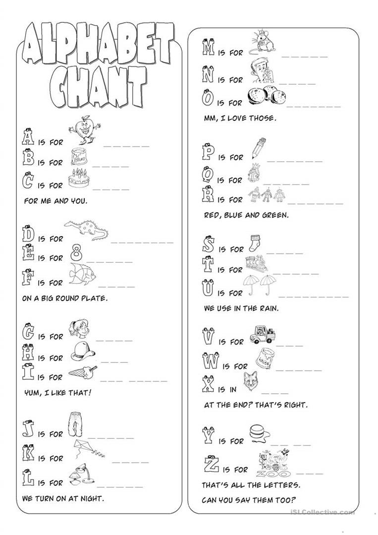 Alphabet Chant - English Esl Worksheets For Distance regarding English Alphabet Worksheets Doc