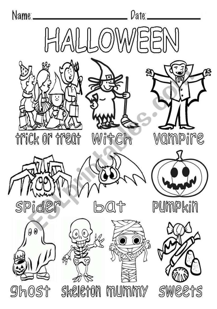B&w Picture Dictionary About Halloween | Halloween