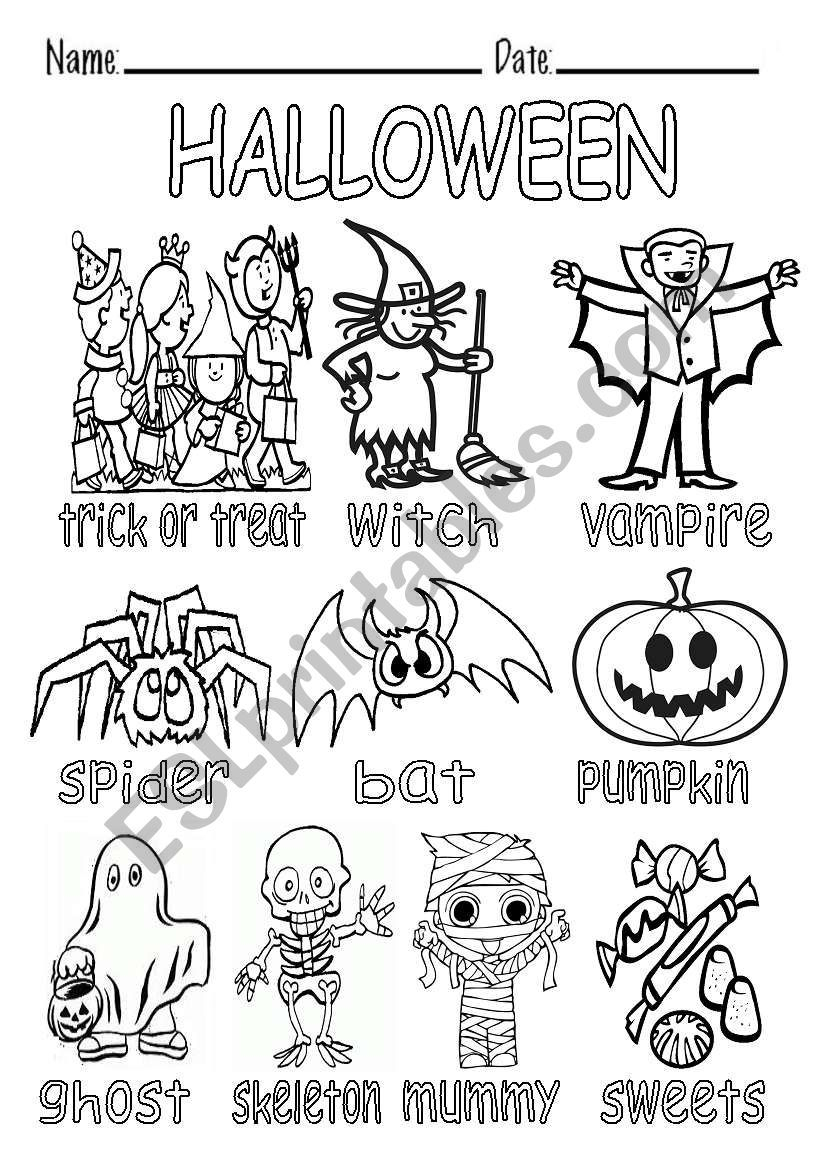B&amp;amp;w Picture Dictionary About Halloween | Halloween