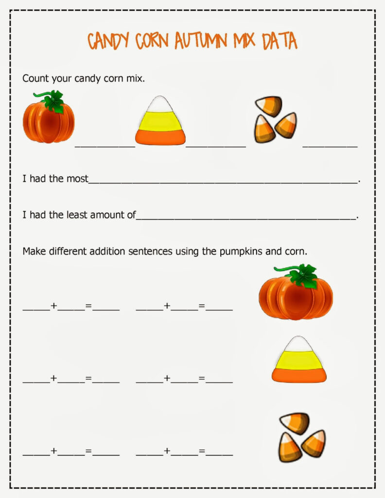 Candy Corn Autumn Mix Free Math Worksheets | Mehaffey Moments
