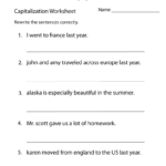 Capitalization Worksheets | Capitalization Practice