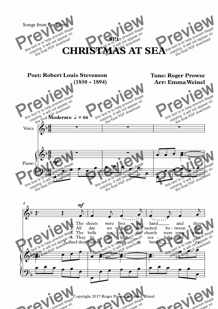 Christmas At Sea For Voice + Keyboardroger Prowse - Sheet Music Pdf  File To Download
