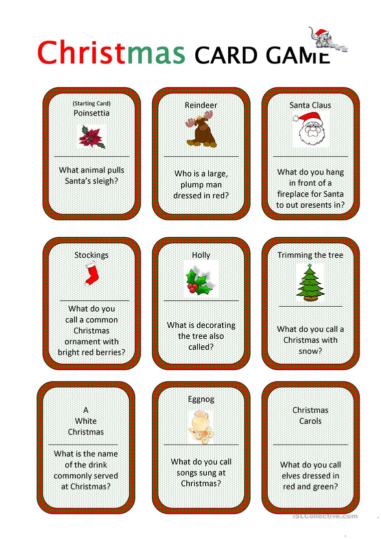 Christmas Card Game - English Esl Worksheets For Distance