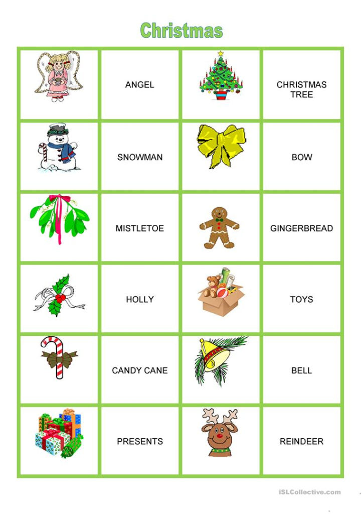 Christmas   Memory Game   English Esl Worksheets For