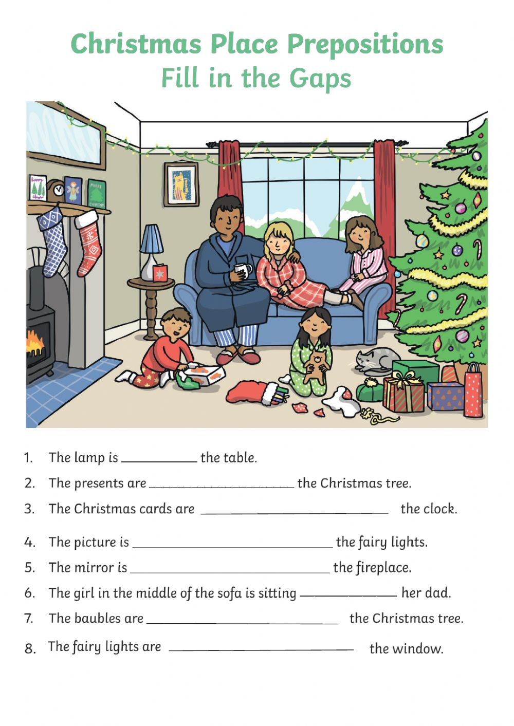 Christmas Place Prepositions Worksheet