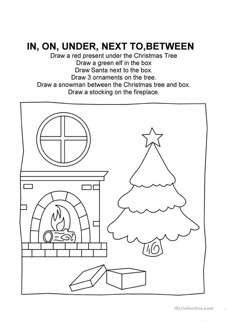 Christmas Prepositions - English Esl Worksheets For Distance