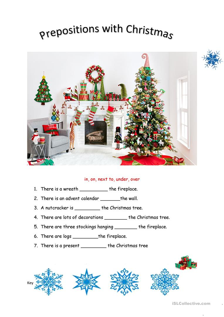 Christmas-Prepositions - English Esl Worksheets For Distance