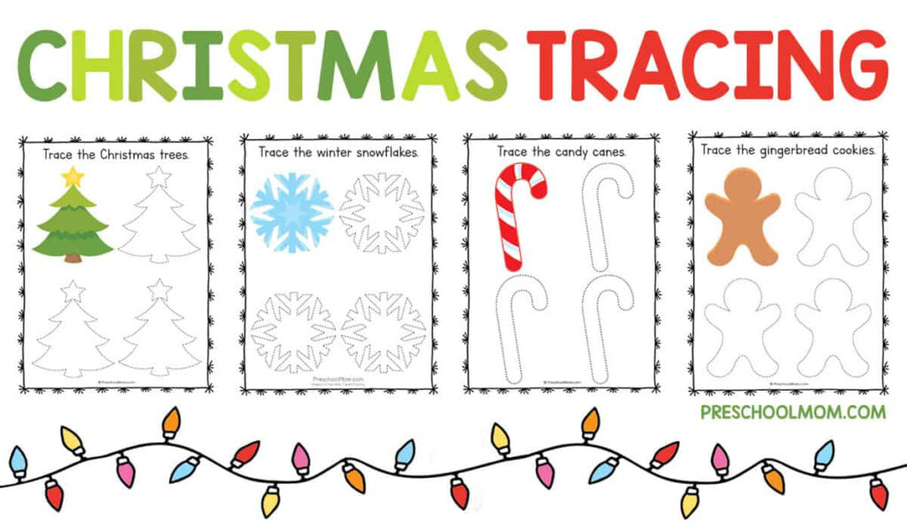 Christmas Symbols Tracing Worksheets   Preschool Mom