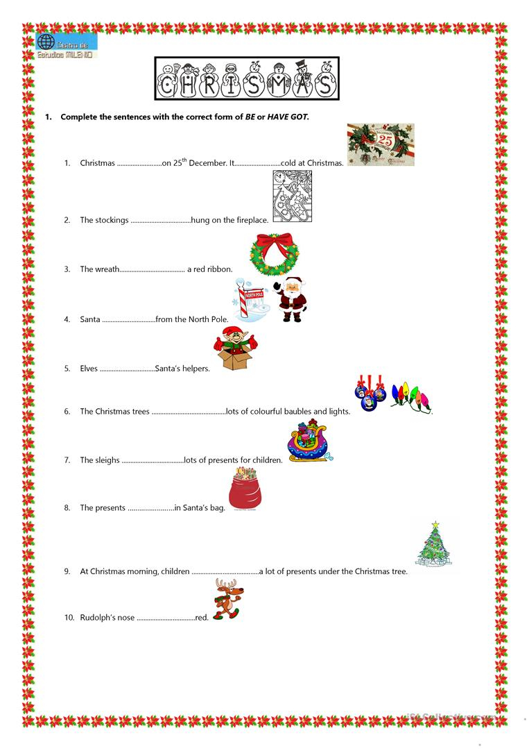 Christmas Worksheet - English Esl Worksheets For Distance