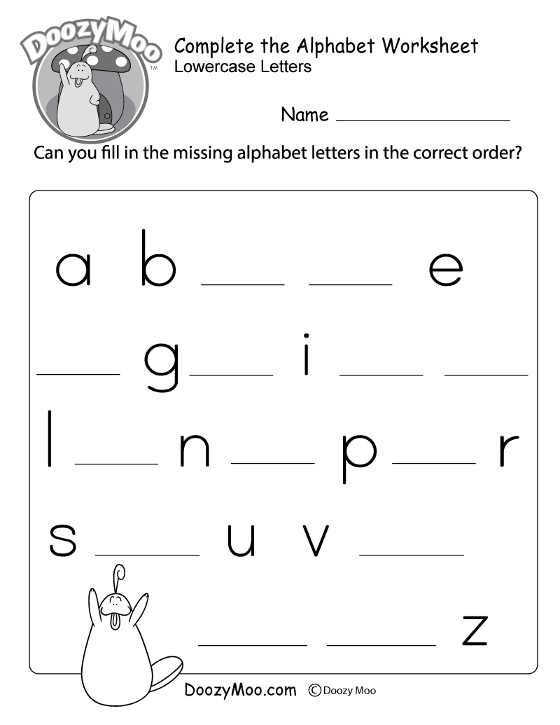 Complete The Alphabet Worksheet (Free Printable) - Doozy Moo