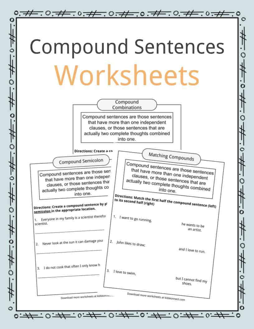 Compound Sentences Worksheets, Examples &amp;amp; Definition For Kids