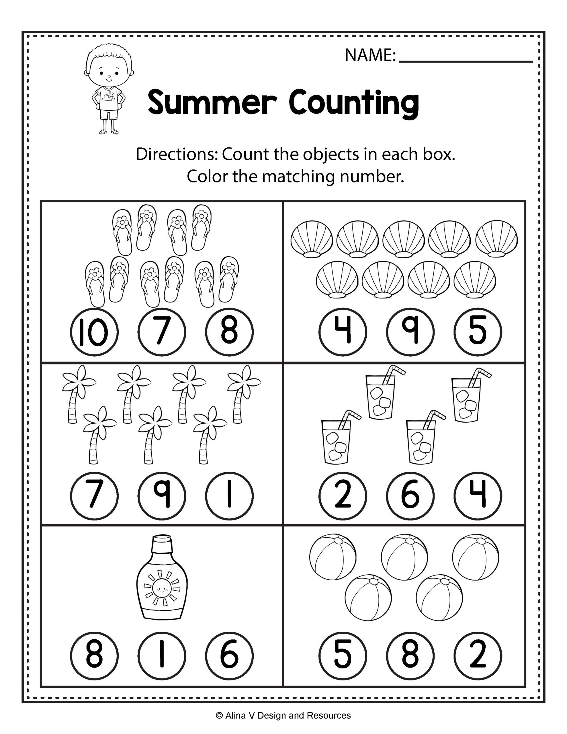 Counting Worksheets - Summer Math Worksheets And Activities