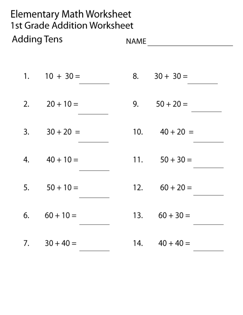 Elementary Math Worksheets 1St Grade | First Grade Math