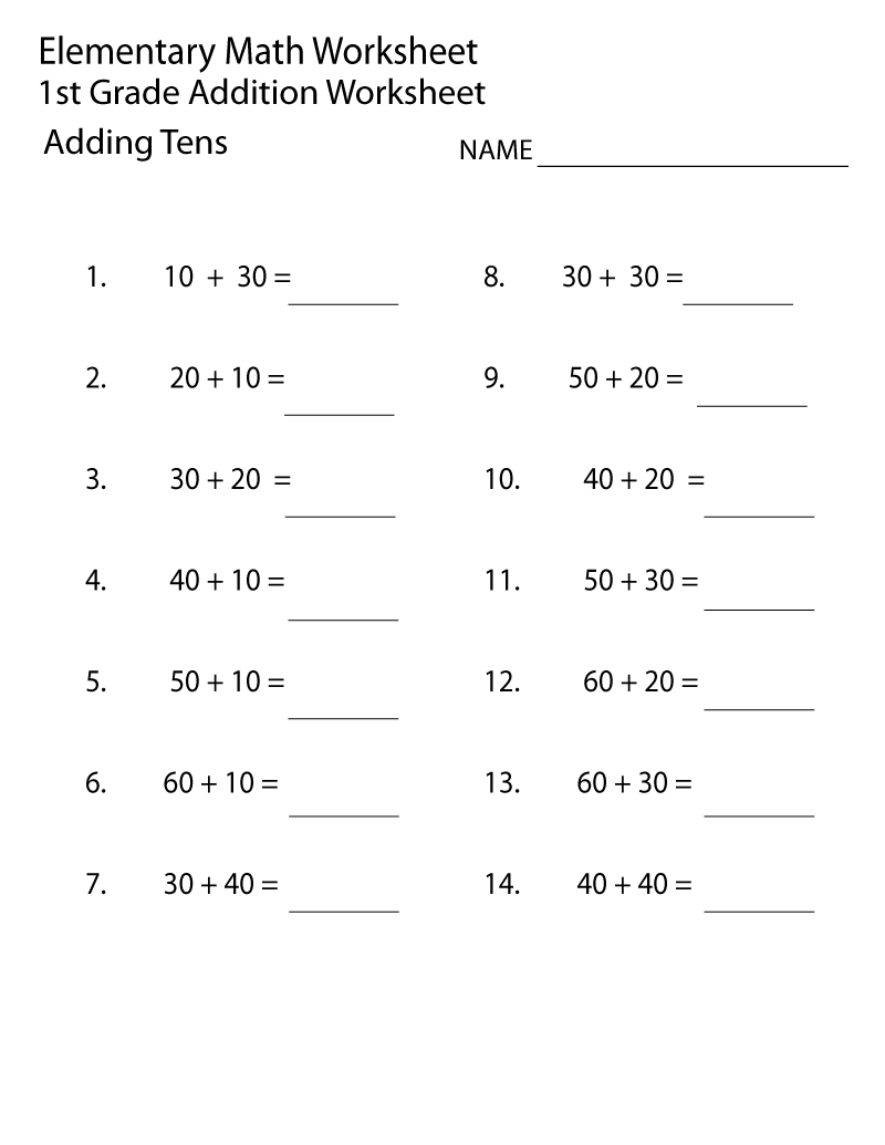 Elementary Math Worksheets 1St Grade | First Grade Math