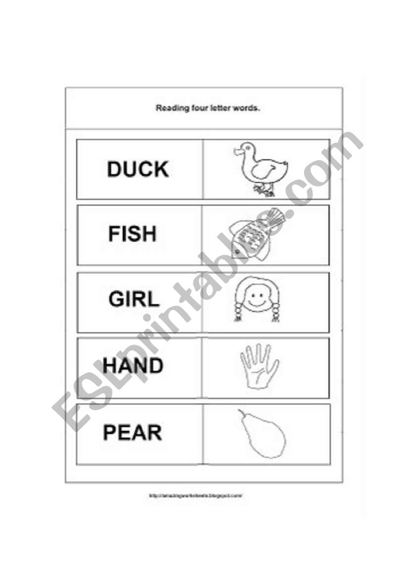 English Worksheets: Four Letter Words