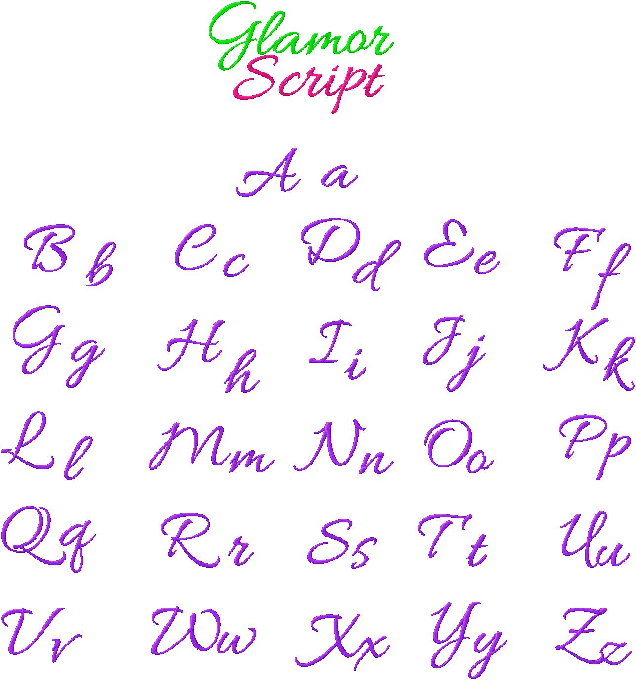 Free Cursive Embroidery Font Glamour Script – Daily Embroidery