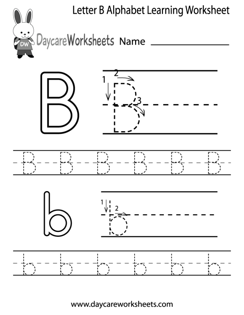 Free Letter B Alphabet Learning Worksheet For Preschool