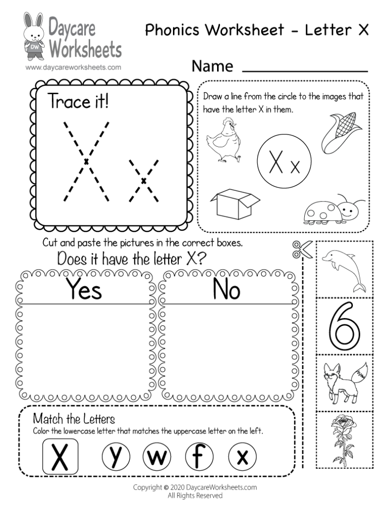 Free Letter X Phonics Worksheet   Learn Letter X Sounds