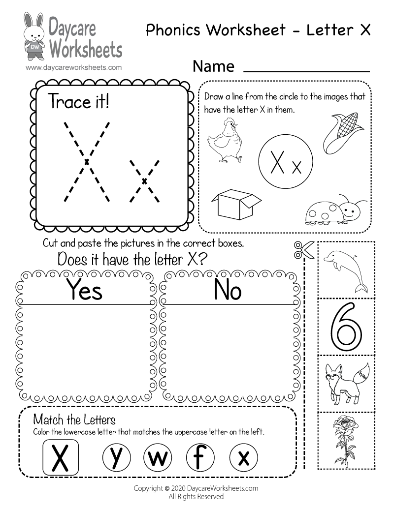 Free Letter X Phonics Worksheet - Learn Letter X Sounds