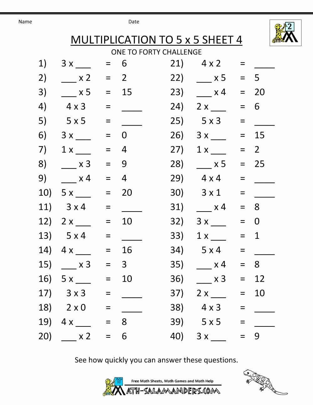 Free Multiplication Worksheets For Grade 3 | Printable Math