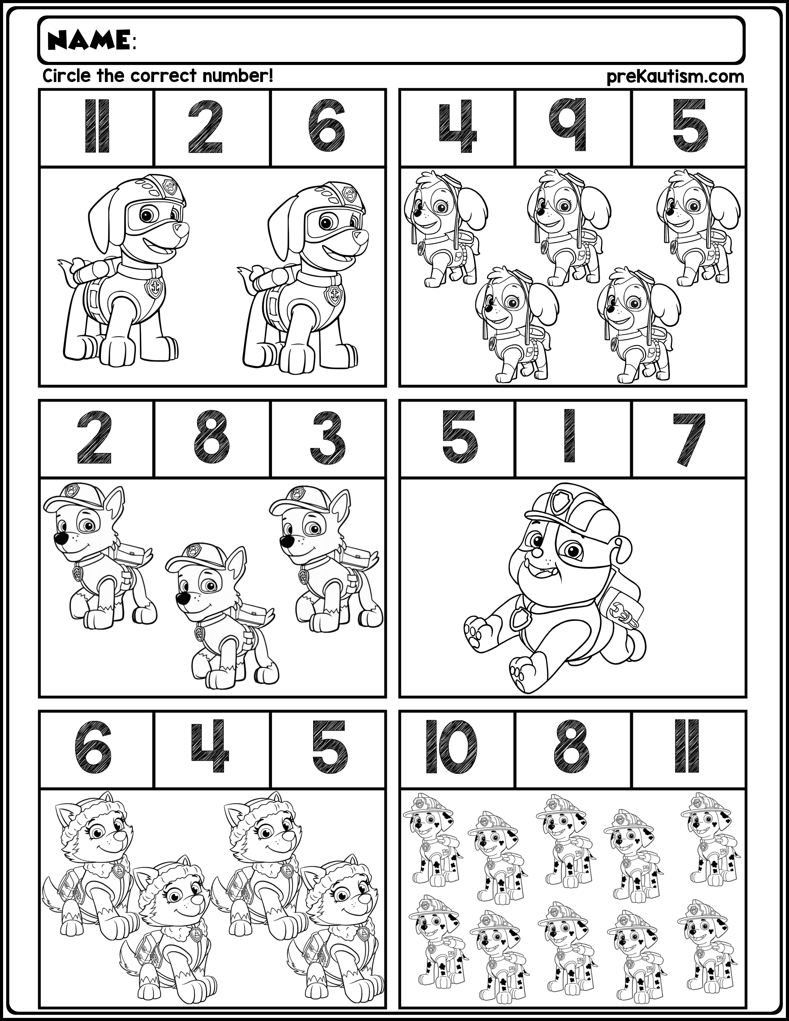 Free Paw Patrol Number Worksheets In 2021 | Free