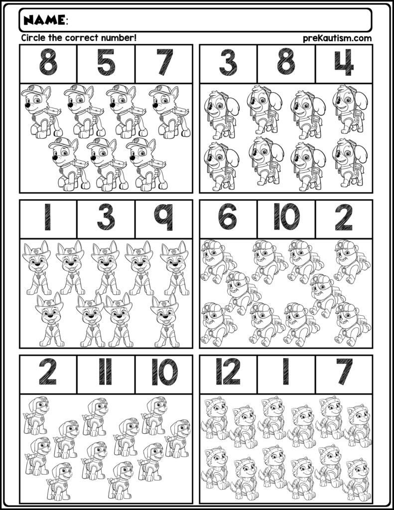 Free Paw Patrol Number Worksheets | Kindergarten Math