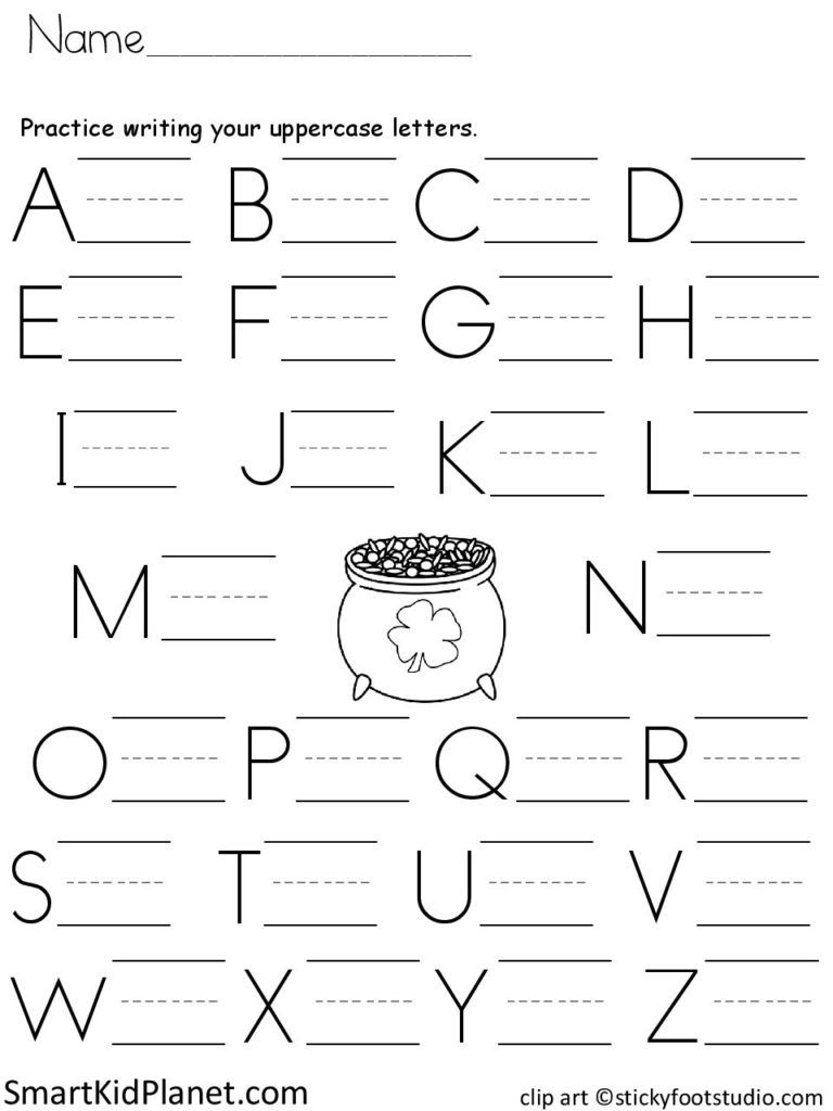 Free Print Practice Uppercase Letters (St. Patrick&amp;#039;s Day