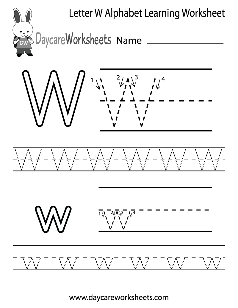 Free Printable Letter W Alphabet Learning Worksheet For