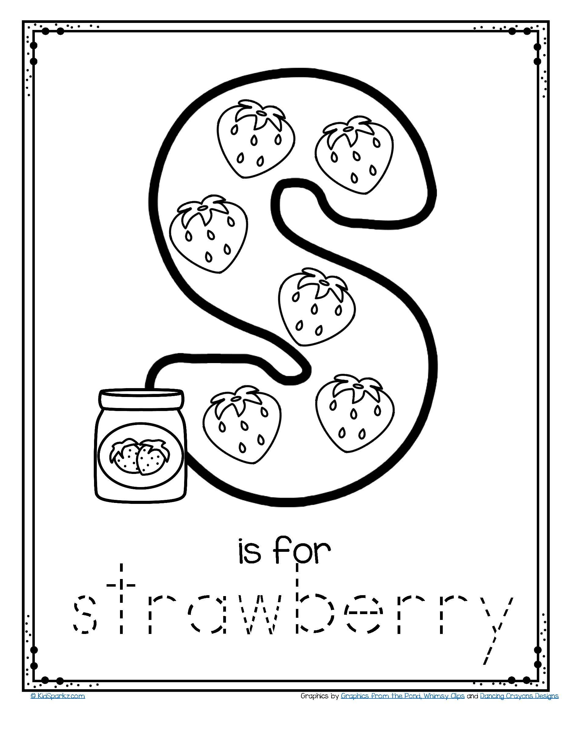 Free S Is For Strawberry Alphabet Letter Printable