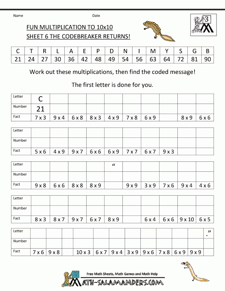Fun Multiplication Worksheets To 10X10 | Multiplication