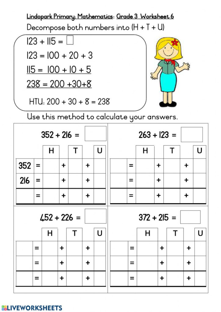 Grade 3: Mathematics: Breaking Up Method Worksheet