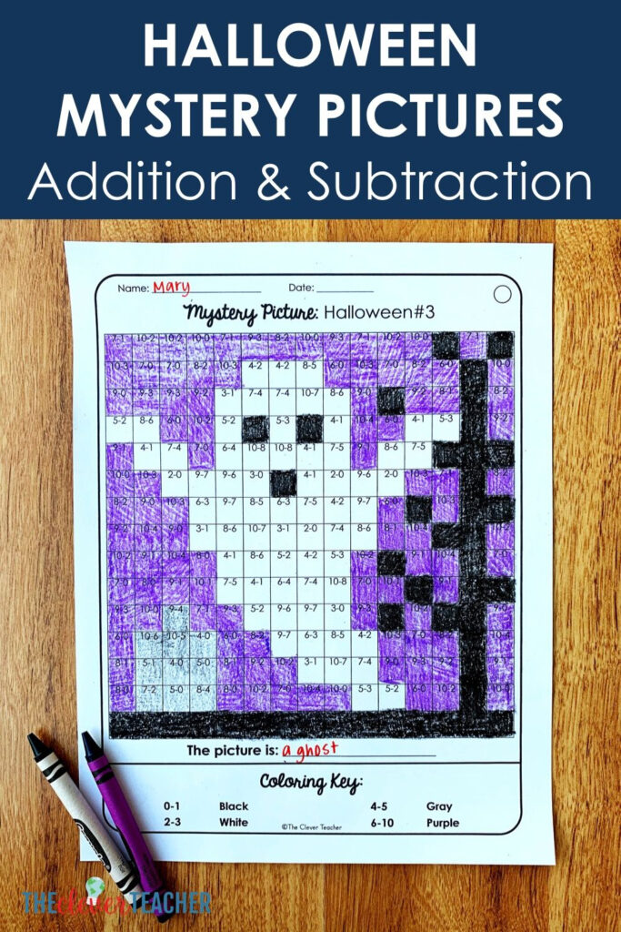 Halloween Mystery Pictures Addition & Subtraction Math Facts