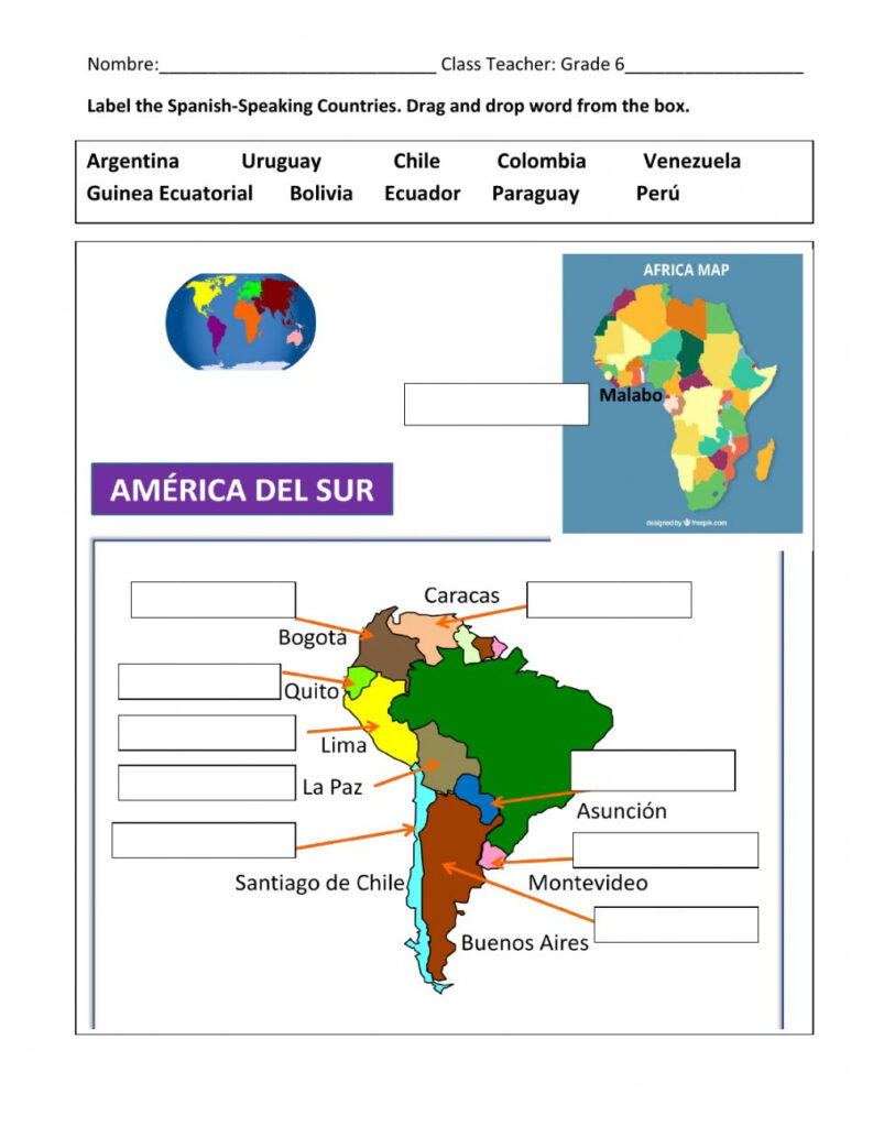 Hispanic Countries Worksheet