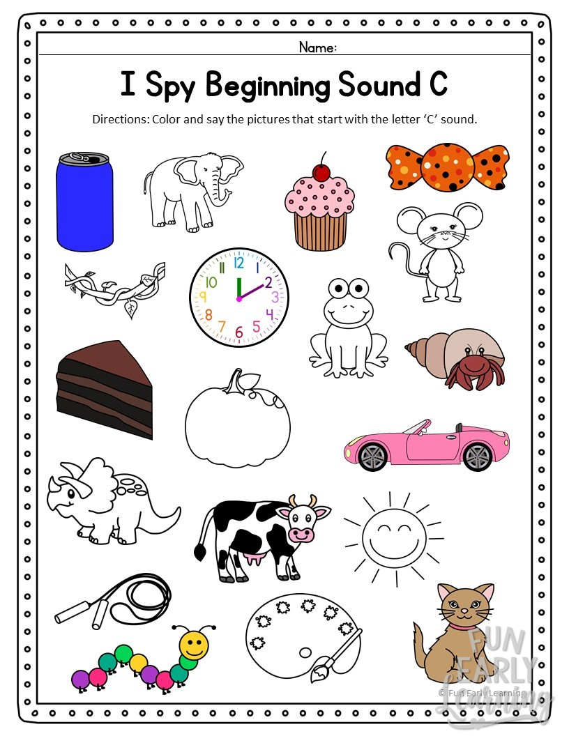 I Spy Beginning Sounds Activity - Free Printable For Speech