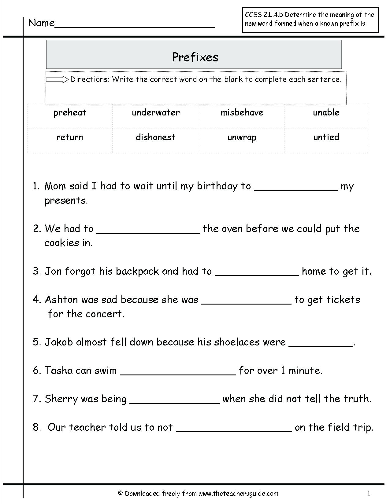 Language Arts Worksheets Printable And Practice 4Th Grade