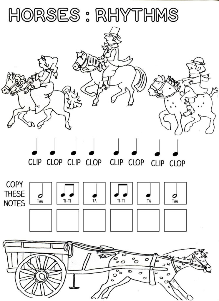 Let's Play Music : Horses   Rhythm Work Sheet   Free