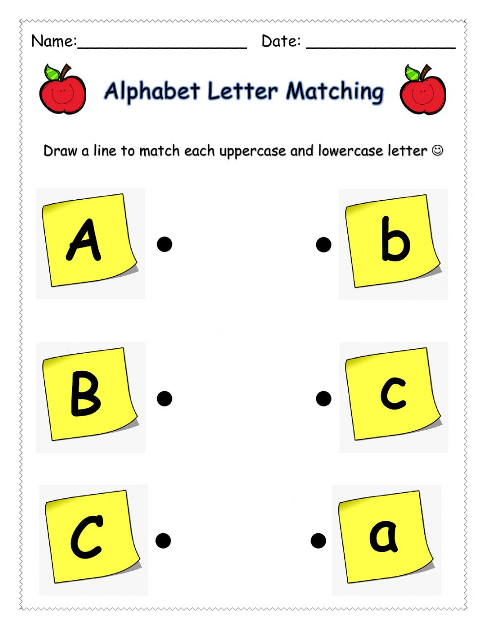 Letter Matching (Abc) Worksheet