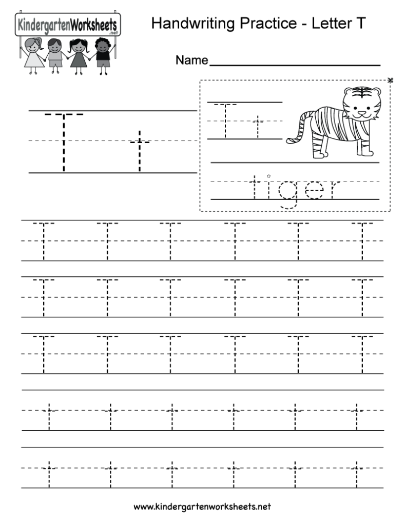 Letter T Writing Practice Worksheet   Free Kindergarten Pertaining To Letter T Worksheets For Kinder