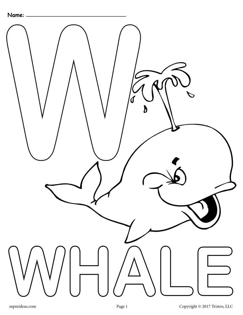 Letter W Alphabet Coloring Pages - 3 Free Printable Versions