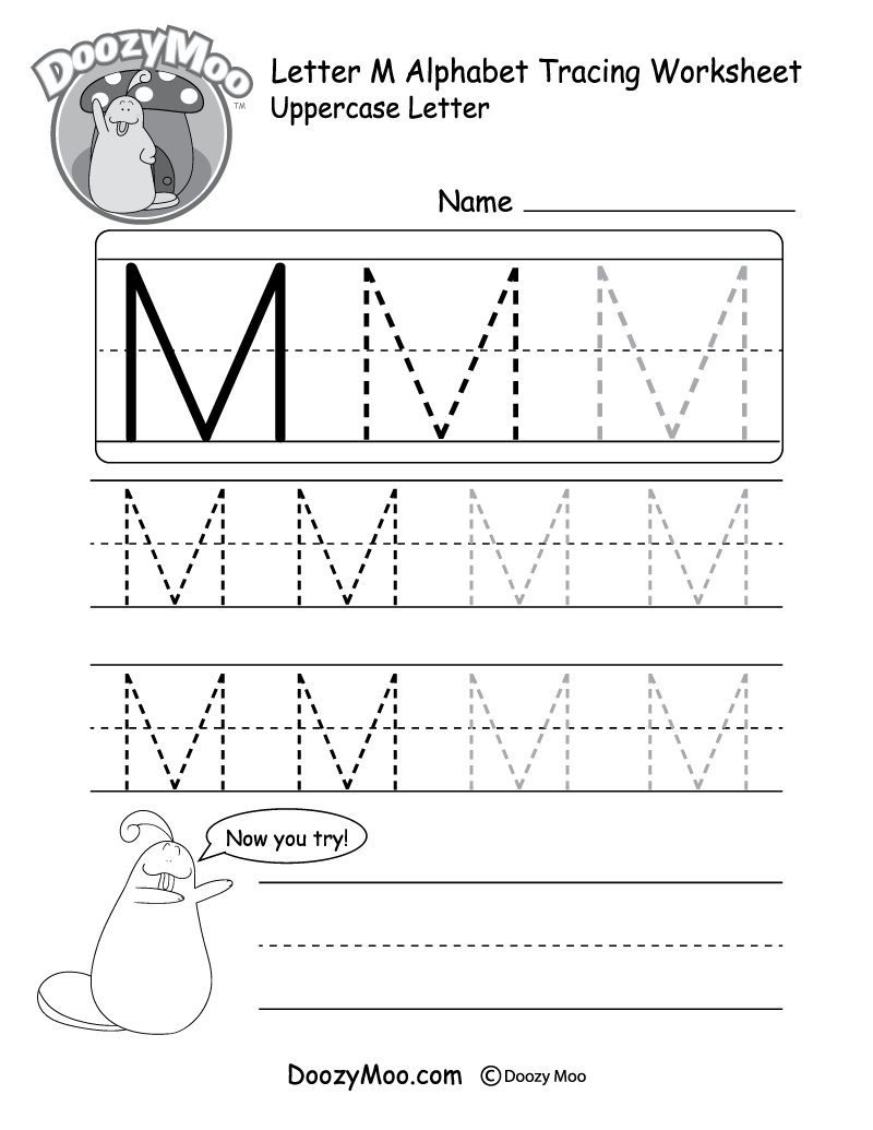Lowercase Letter "m" Tracing Worksheet - Doozy Moo for Letter M Tracing Printable